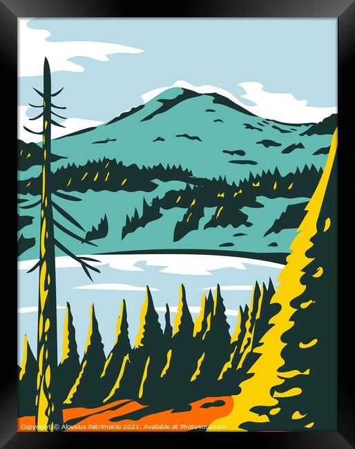 Lassen Volcanic National Park in California WPA Poster Art Framed Print by Aloysius Patrimonio