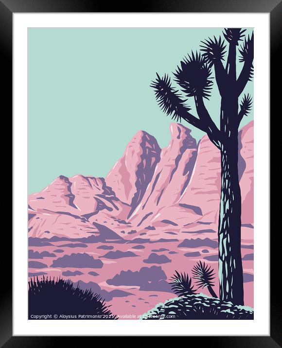 Joshua Tree in the Remote and Rugged Desert Landscape of Gold Butte National Monument in Clark County Nevada WPA Poster Art Framed Mounted Print by Aloysius Patrimonio