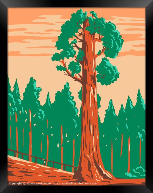 The General Grant Tree a Giant Sequoia Sequoiadendron Giganteum in Kings Canyon National Park California WPA Poster Art Framed Print by Aloysius Patrimonio