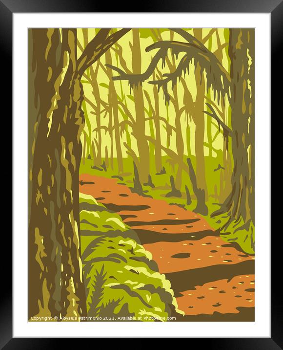 Hoh Rainforest in Olympic National Park Washington State United States WPA Poster Art  Framed Mounted Print by Aloysius Patrimonio