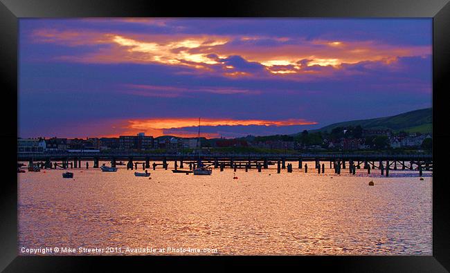 Sunset Over Swanage Framed Print by Mike Streeter