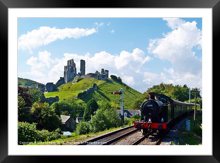 6695 at Corfe Castle Station 2 Framed Mounted Print by Mike Streeter
