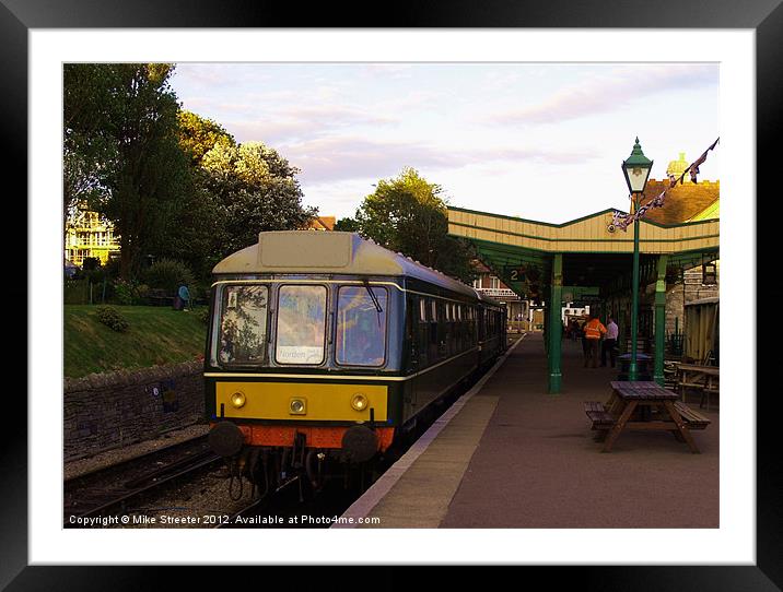 Heritage DMU at Swanage Framed Mounted Print by Mike Streeter