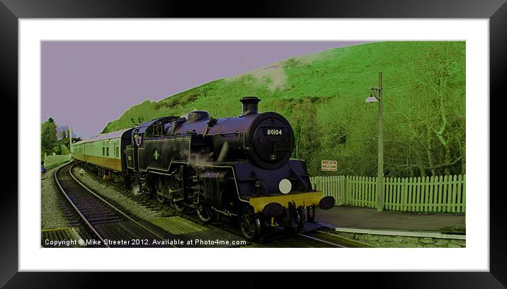 80104 at Corfe Castle Framed Mounted Print by Mike Streeter