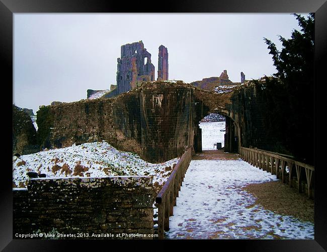 Snow at Corfe Framed Print by Mike Streeter