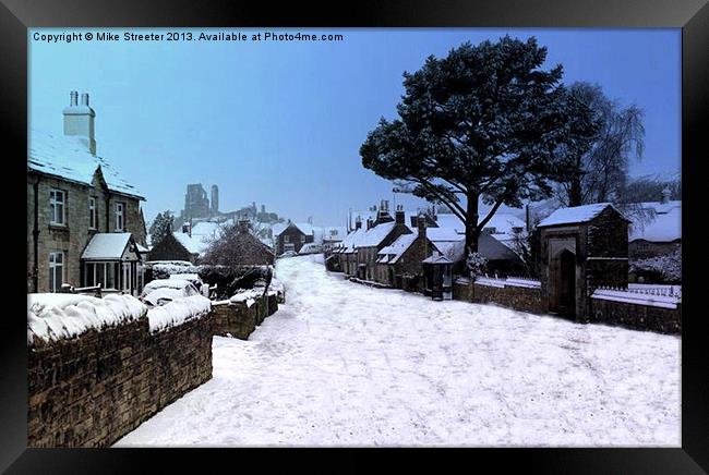 Snowy Corfe Framed Print by Mike Streeter