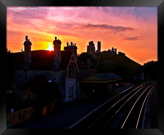  Corfe Castle Sunset Framed Print by Mike Streeter