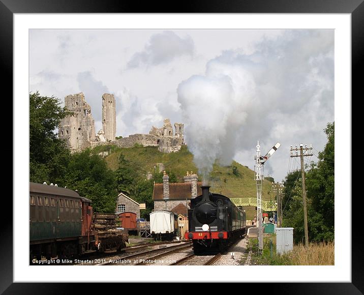 Steam at Corfe Castle Framed Mounted Print by Mike Streeter