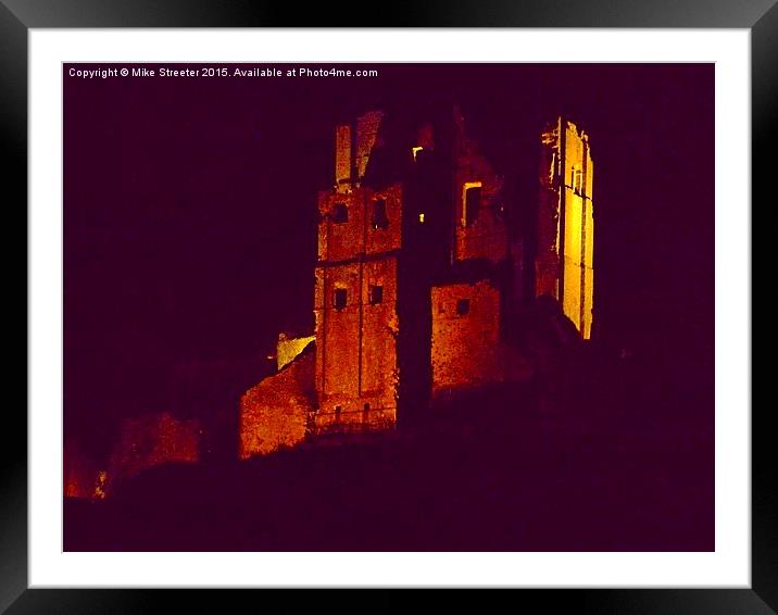  Corfe Castle at night. Framed Mounted Print by Mike Streeter