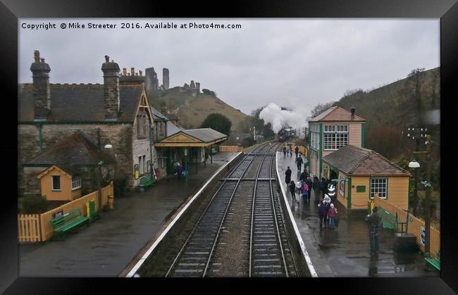 Wet Day at Corfe Castle Framed Print by Mike Streeter