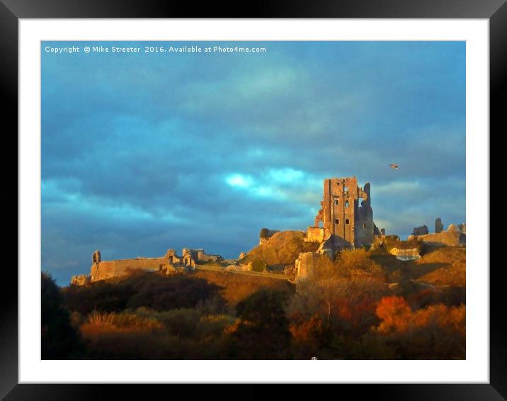 Corfe Castle in November Framed Mounted Print by Mike Streeter