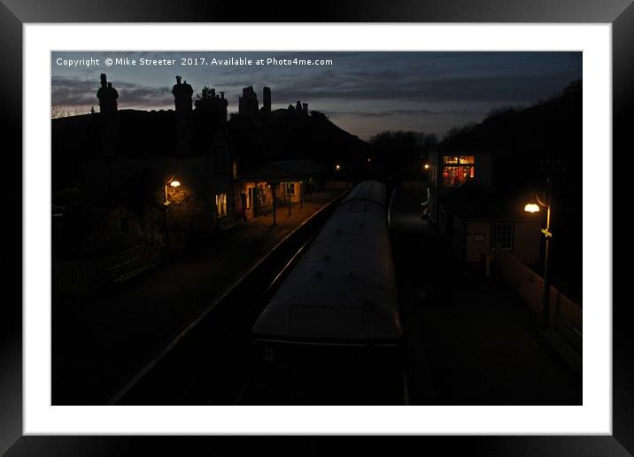 Evening time at Corfe Castle station Framed Mounted Print by Mike Streeter