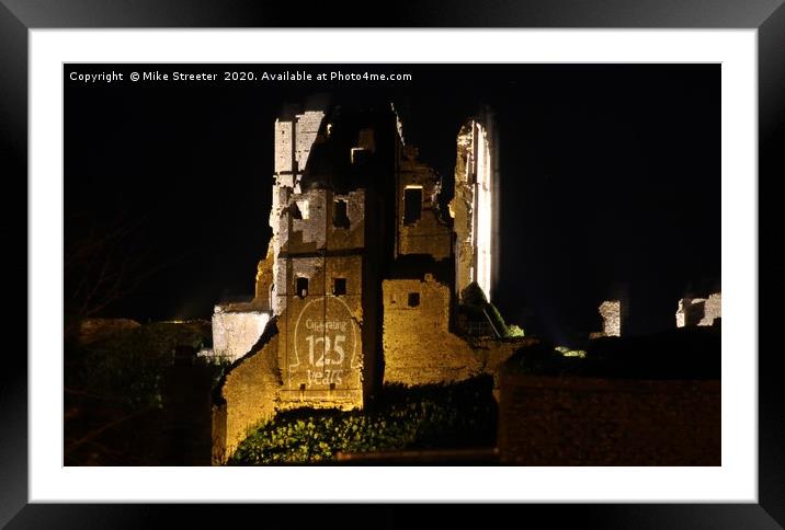 Corfe Castle a night Framed Mounted Print by Mike Streeter