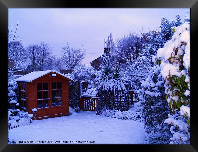 Snowy Garden Framed Print by Mike Streeter