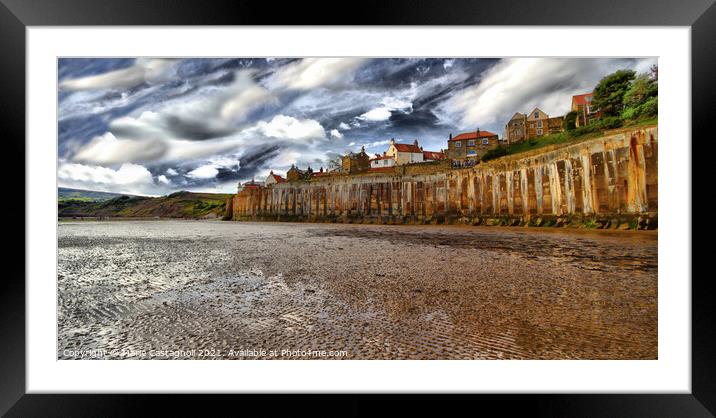 Modern Sea Defence Helps Historic Town Framed Mounted Print by Marie Castagnoli