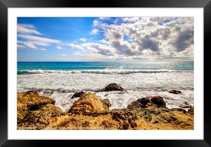 Rocky warm Shores Framed Mounted Print by Marie Castagnoli
