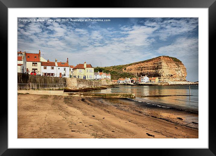  Staithes Fishing Village Framed Mounted Print by Marie Castagnoli