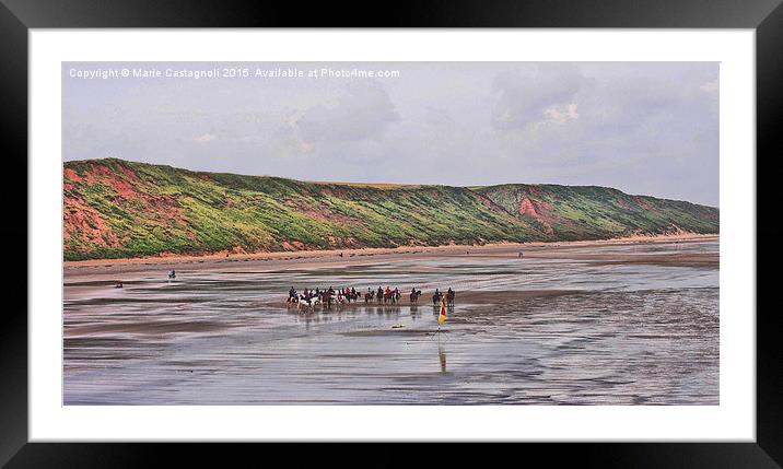  Horses Day Out On The Beach Framed Mounted Print by Marie Castagnoli