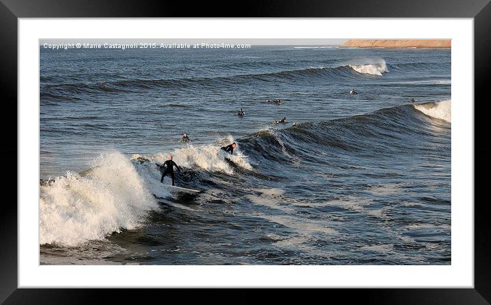  Who Will catch The Big Wave ! Framed Mounted Print by Marie Castagnoli