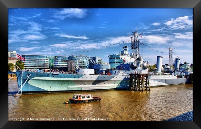   HMS Belfast  Framed Print by Marie Castagnoli