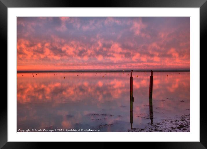 Crimson Reflections Framed Mounted Print by Marie Castagnoli