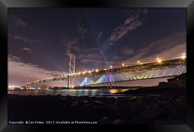 The Queensferry Crossing and the Forth Road Bridge Framed Print by Ian Potter