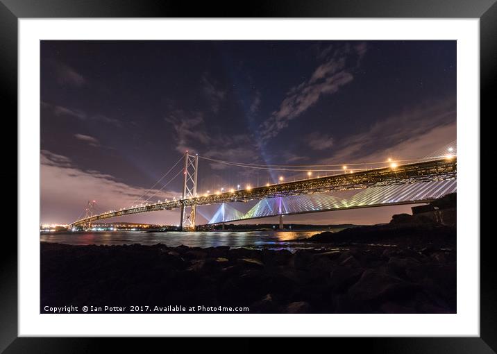 The Queensferry Crossing and the Forth Road Bridge Framed Mounted Print by Ian Potter