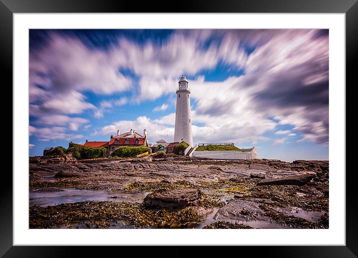 St Marys Lighthouse, Northumberland Framed Mounted Print by Tom Hibberd