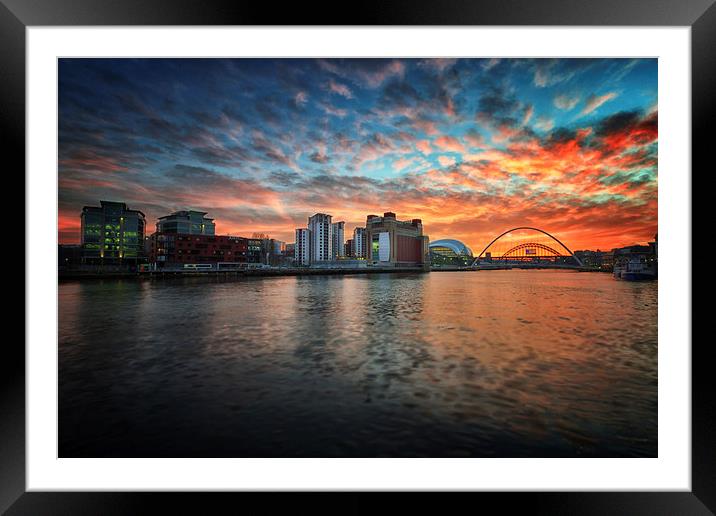  Spectacular sunset over Newcastle Upon Tyne Framed Mounted Print by Tom Hibberd