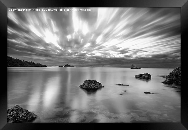  Dramatic sky across Meadfoot Beach, Torbay Framed Print by Tom Hibberd