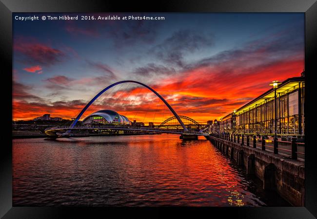 sunset view from Quayside, Newcastle Upon Tyne Framed Print by Tom Hibberd