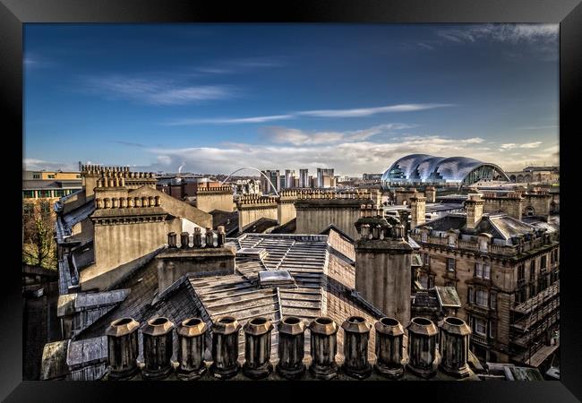 Chimneys and Roof Tops across Newcastle Upon Tyne Framed Print by Tom Hibberd