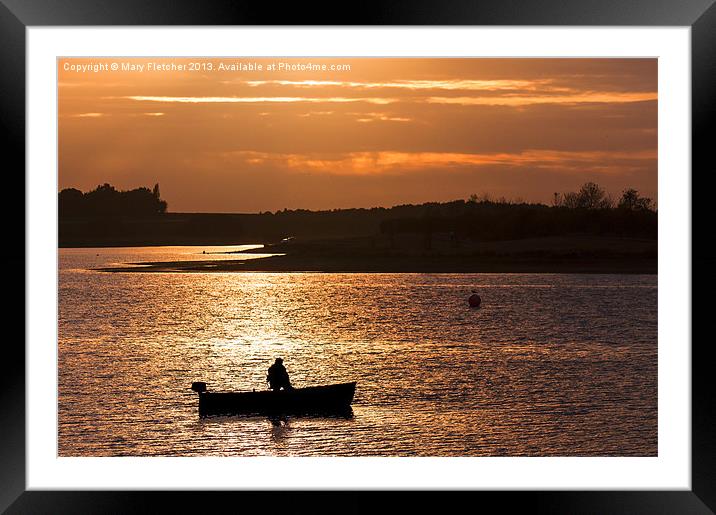 Fishing in the evening light Framed Mounted Print by Mary Fletcher