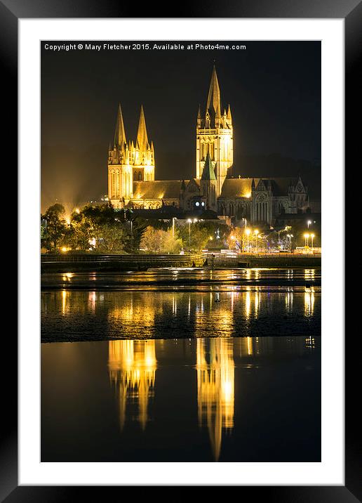  Truro Cathedral at night Framed Mounted Print by Mary Fletcher