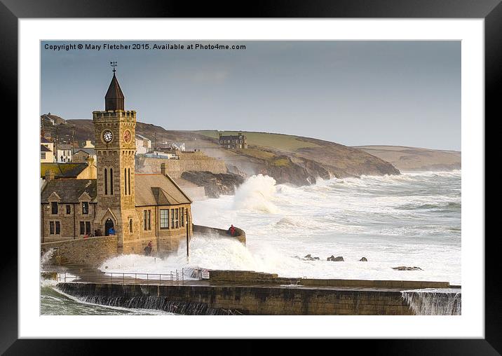 Porthleven Storm Framed Mounted Print by Mary Fletcher