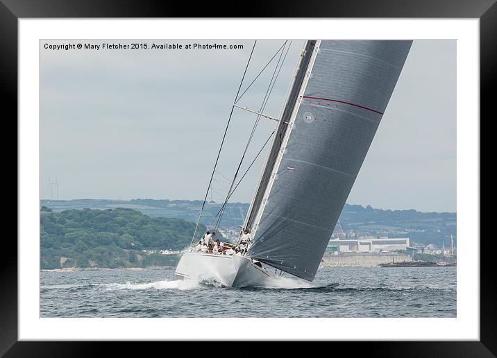  Ranger J Class Yacht racing in Falmouth Harbour Framed Mounted Print by Mary Fletcher