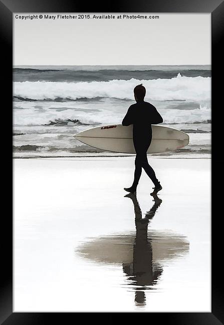  Lone Surfer Framed Print by Mary Fletcher