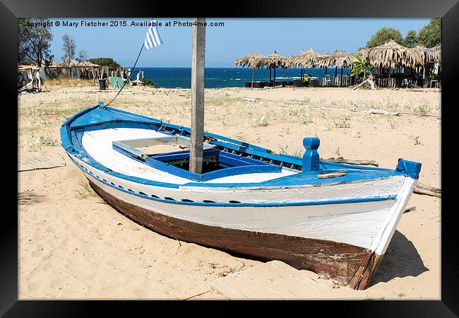  Greek Fishing Boat Framed Print by Mary Fletcher