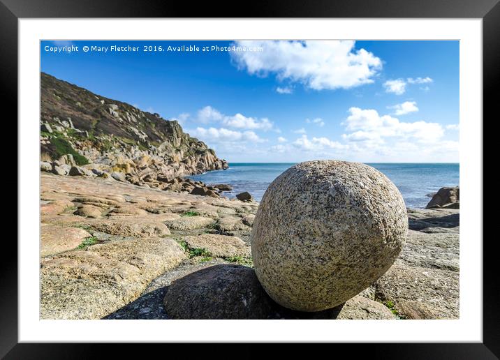 Rock Ball on the Beach Framed Mounted Print by Mary Fletcher