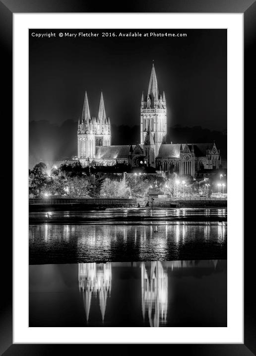 Truro Cathedral in Black and White Framed Mounted Print by Mary Fletcher