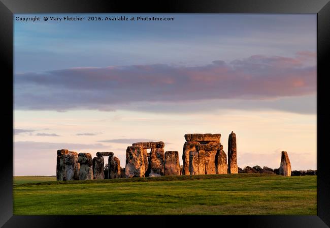 Stonehenge Twighlight Framed Print by Mary Fletcher