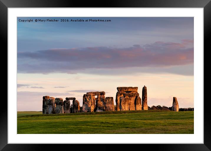 Stonehenge Twighlight Framed Mounted Print by Mary Fletcher