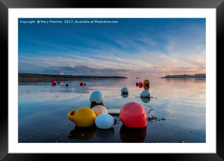 Buoys at Loe Beach Framed Mounted Print by Mary Fletcher