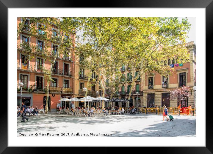 Barcelona Square Framed Mounted Print by Mary Fletcher