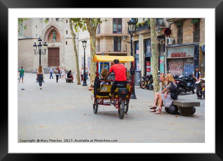 Barcelona Street Framed Mounted Print by Mary Fletcher