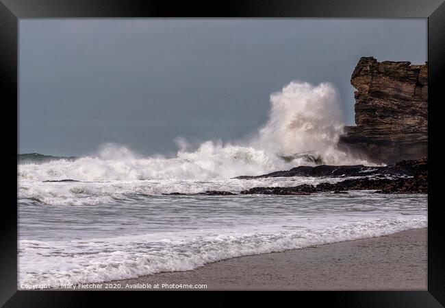 Portreath Beach Framed Print by Mary Fletcher