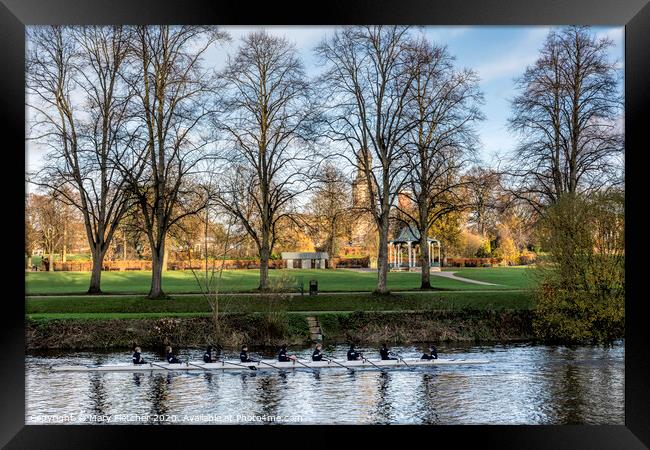 Rowing on the Severn Framed Print by Mary Fletcher