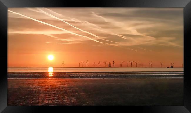 Sunset on Crosby beach Framed Print by James  Hare