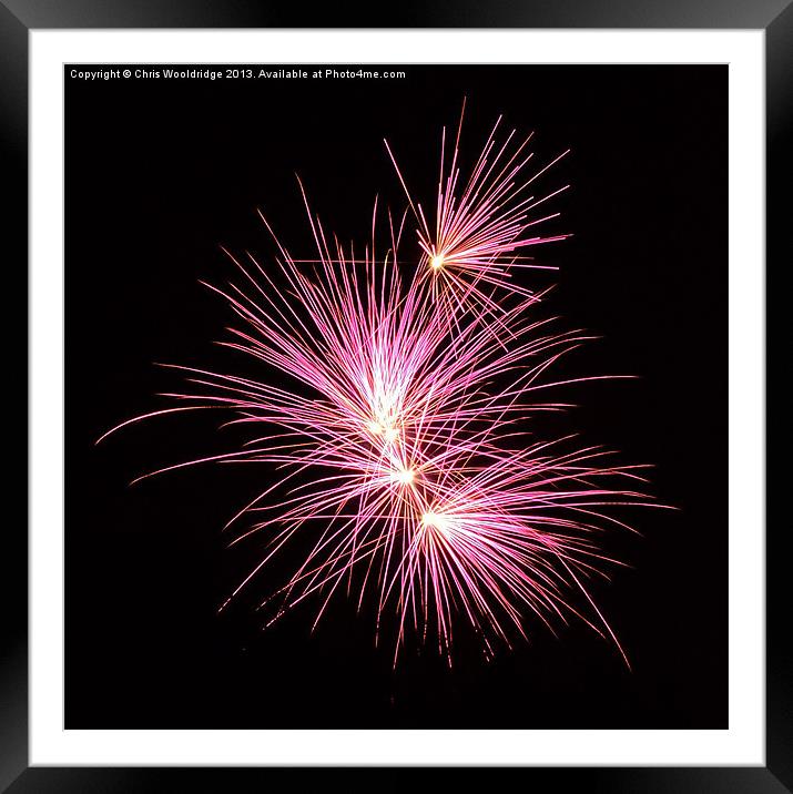 Pink Fireworks - Night time Framed Mounted Print by Chris Wooldridge