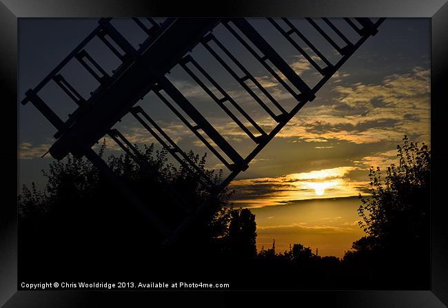 Chillenden Mill Sunset Framed Print by Chris Wooldridge